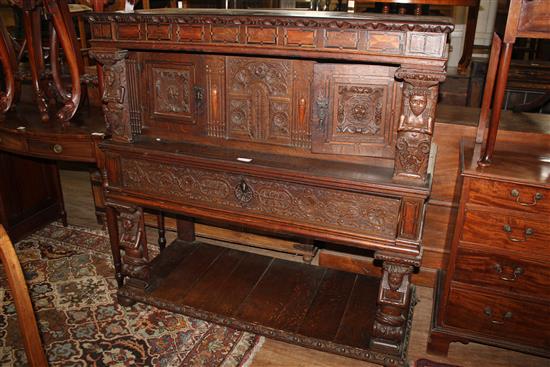 Carved oak court cupboard